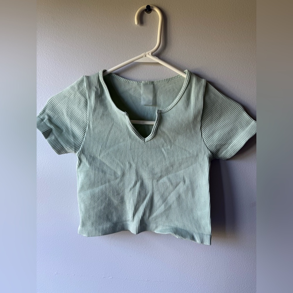 Dynamic Mint Green Ribbed Crop Top One Size